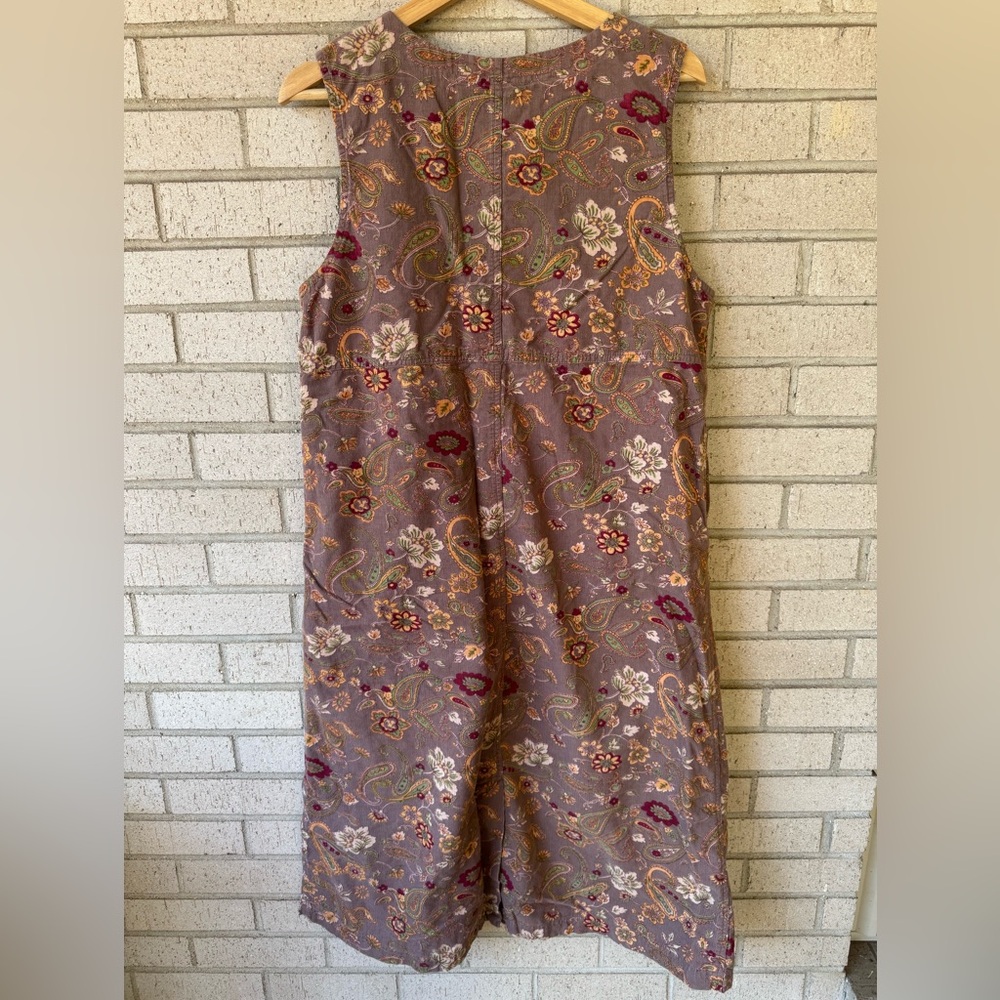 Vintage Corduroy Brown Paisley Floral Jumper, Midi Dress, Size Medium - Picture 5 of 6